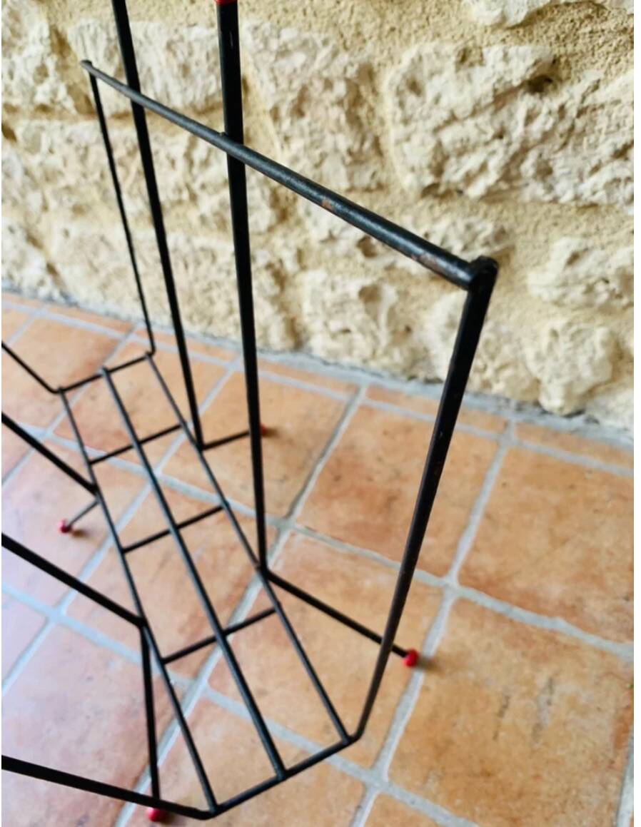 Vintage black metal magazine holder, circa 50's