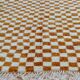 Berber rug in brown and beige check pattern - 206 x 154 cm