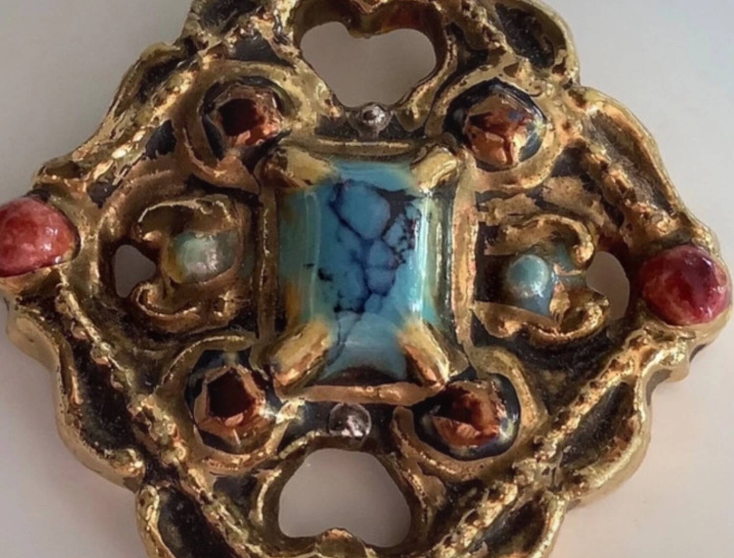 Marc Roussel Polychrome Ceramic Cross