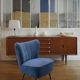 Jeans blue cocktail chair, vintage, 50