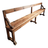 Antique wooden bench with backrest – late 19th century, pine and oak