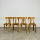 4 chaises bistrot, bois, années 60