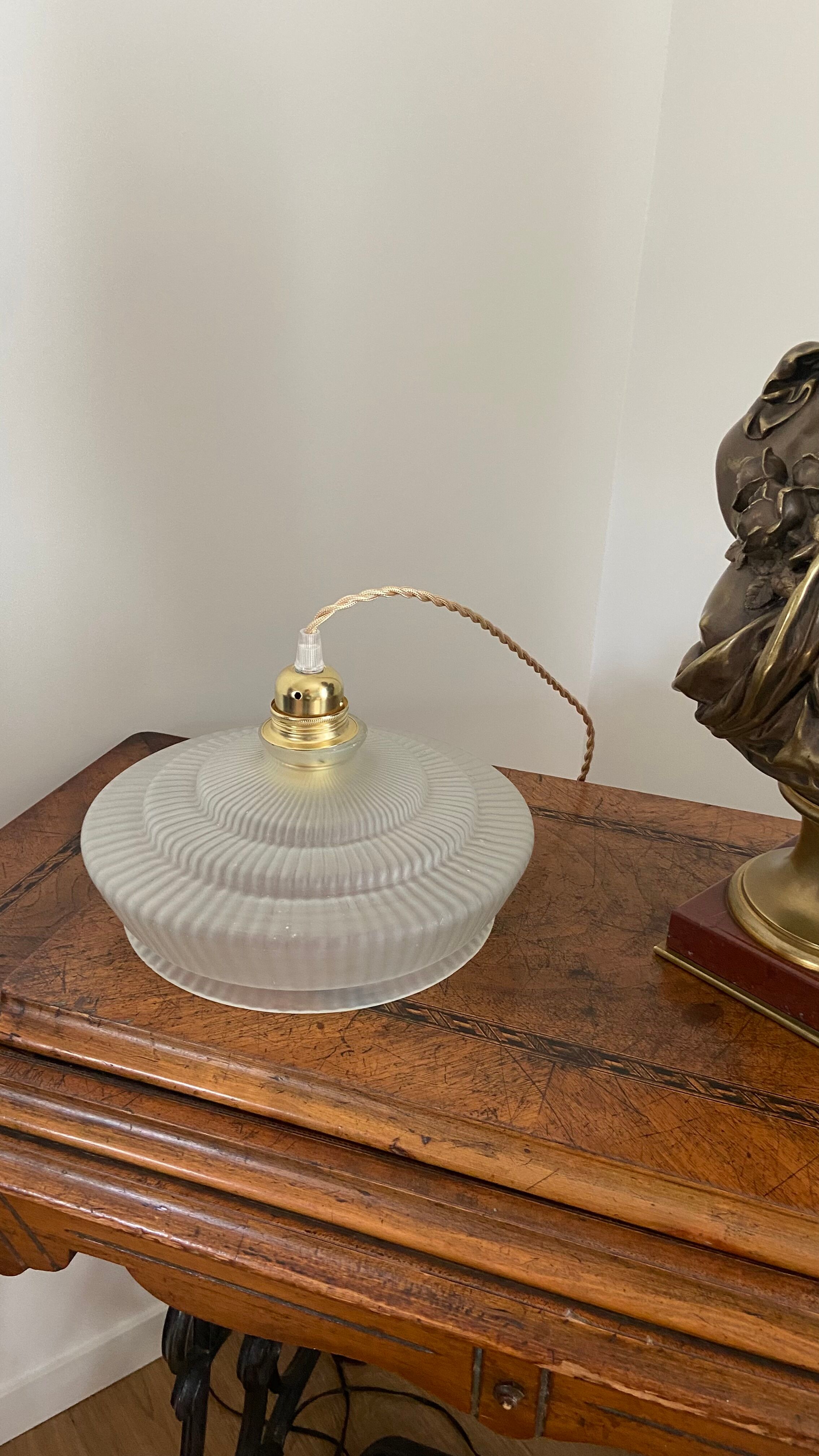 Vintage frosted glass pendant lamp