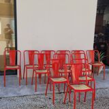 Series of 12 Tolix bistro chairs by Xavier Pauchard model T4 - 1950s
