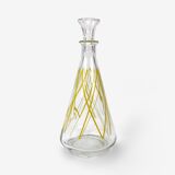 Conical glass decanter graphic pattern 60s