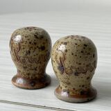 Set of two pyrite stoneware pepper pots