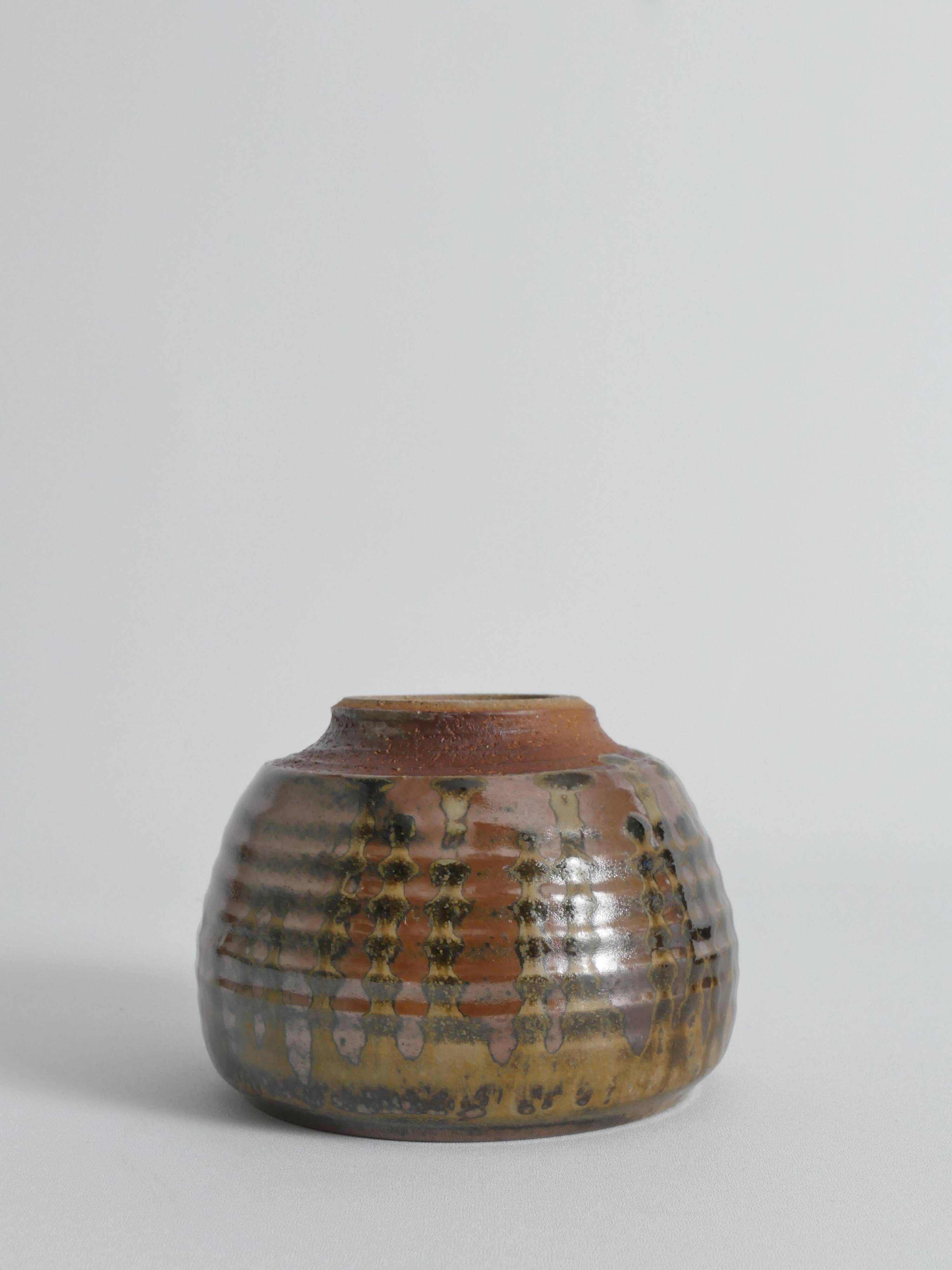 Midcentury-Modern Stoneware Bowl Dripping Motif in the Style of Margaret Rey