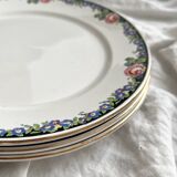 3 vintage black floral frieze dessert plates from Digoin and Sarreguemines