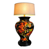 Lampe en céramique Louis Drimmer avec base en bois, années 1980