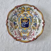 Antique French ceramic plate from Saint-Cement from 1800 Coat of arms of