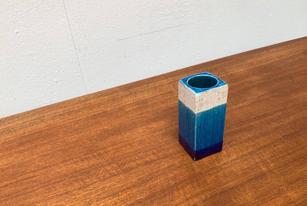 Mid-century Italian blue and white minimalist vase by Bitossi, 1960s.