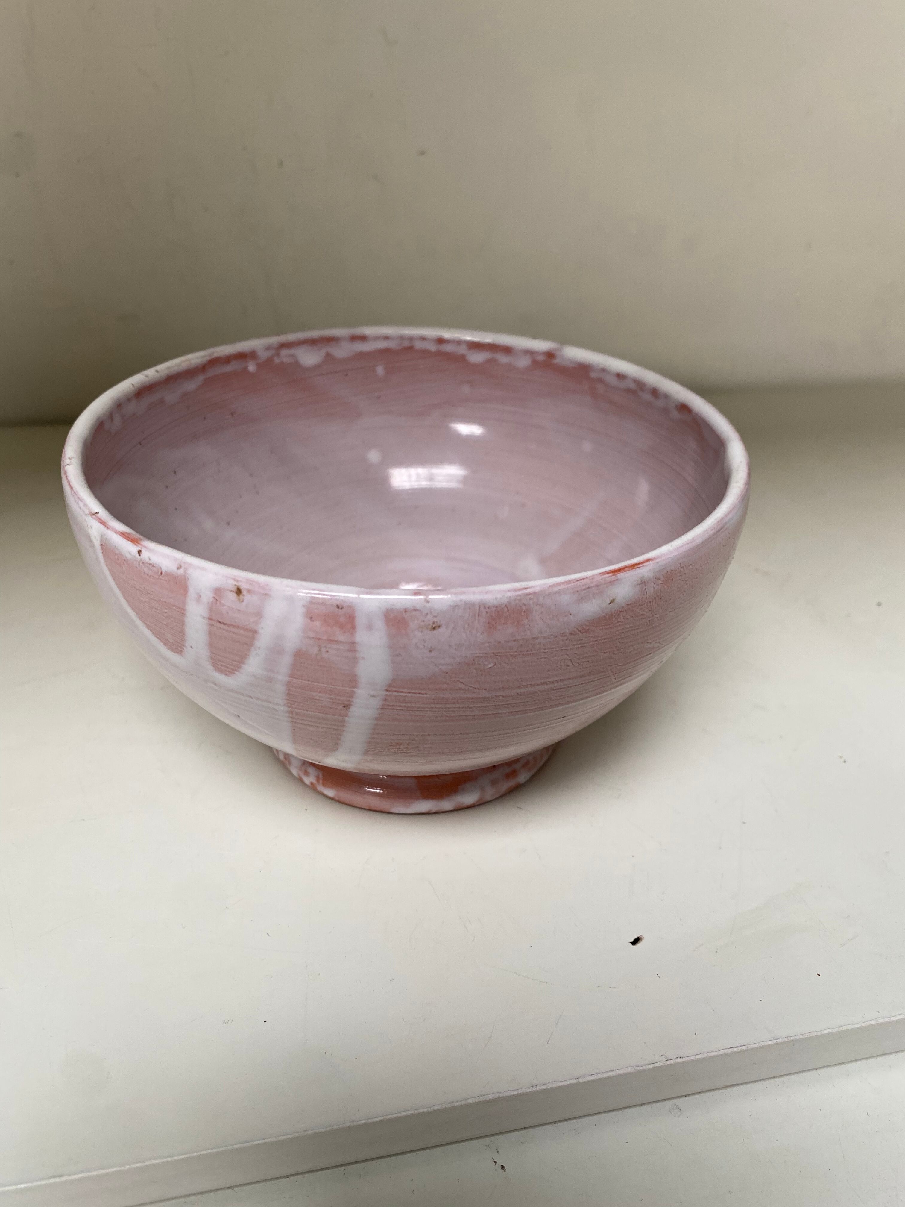 Pink glazed stoneware bowl
