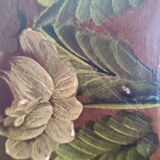 Vintage hand painted wooden round wall mirror