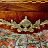 Transition style chest of drawers in rosewood and violet wood, ebony and gilded bronzes