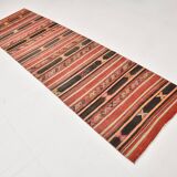 3x10 Red & Black Striped Kilim Runner Rug, 90x309Cm