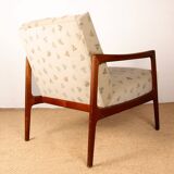Pair of Scandinavian armchairs in teak and new fabric, 1960.