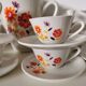Ceramic coffee or tea service moulin des loups (orchies) flower from the 60s
