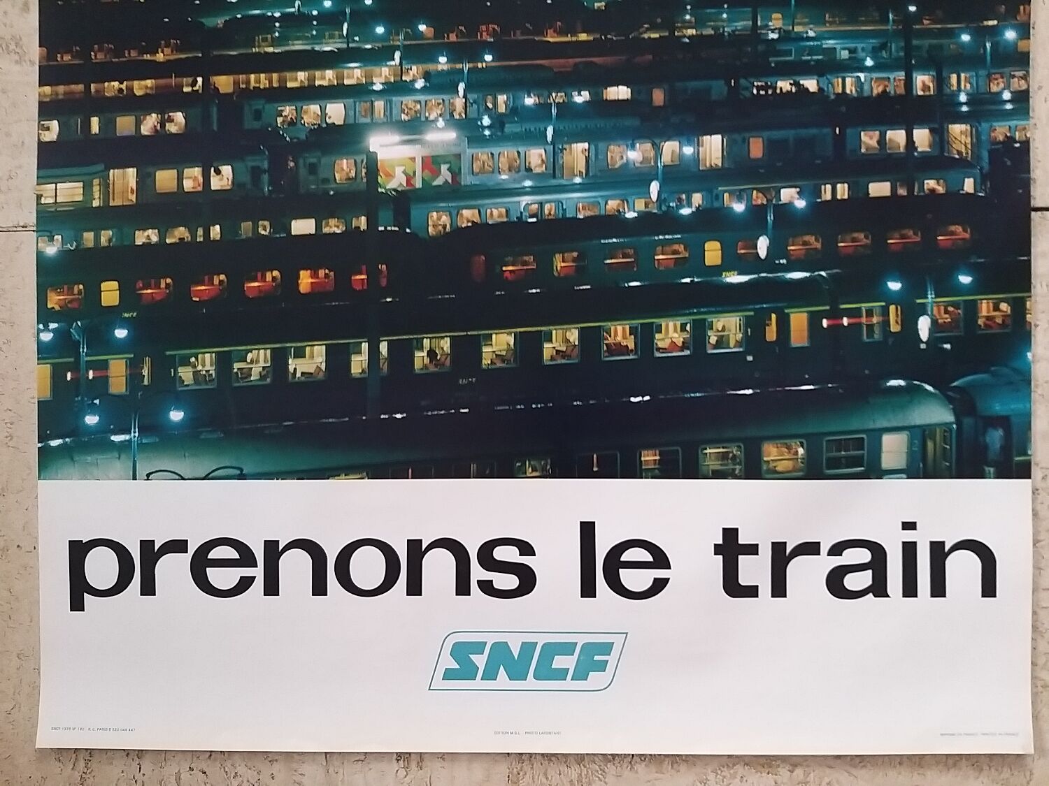 Old SNCF poster Paris Gare du Nord Montmartre (1976)