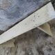 Old wooden farm bench vintage white fir industrial cloakroom