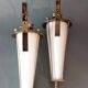 Pair of lantern sconces in gilded brass and opaline 1960.