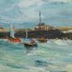 Painting “Petit Port Breton”, signed J.J Duboc – 1980