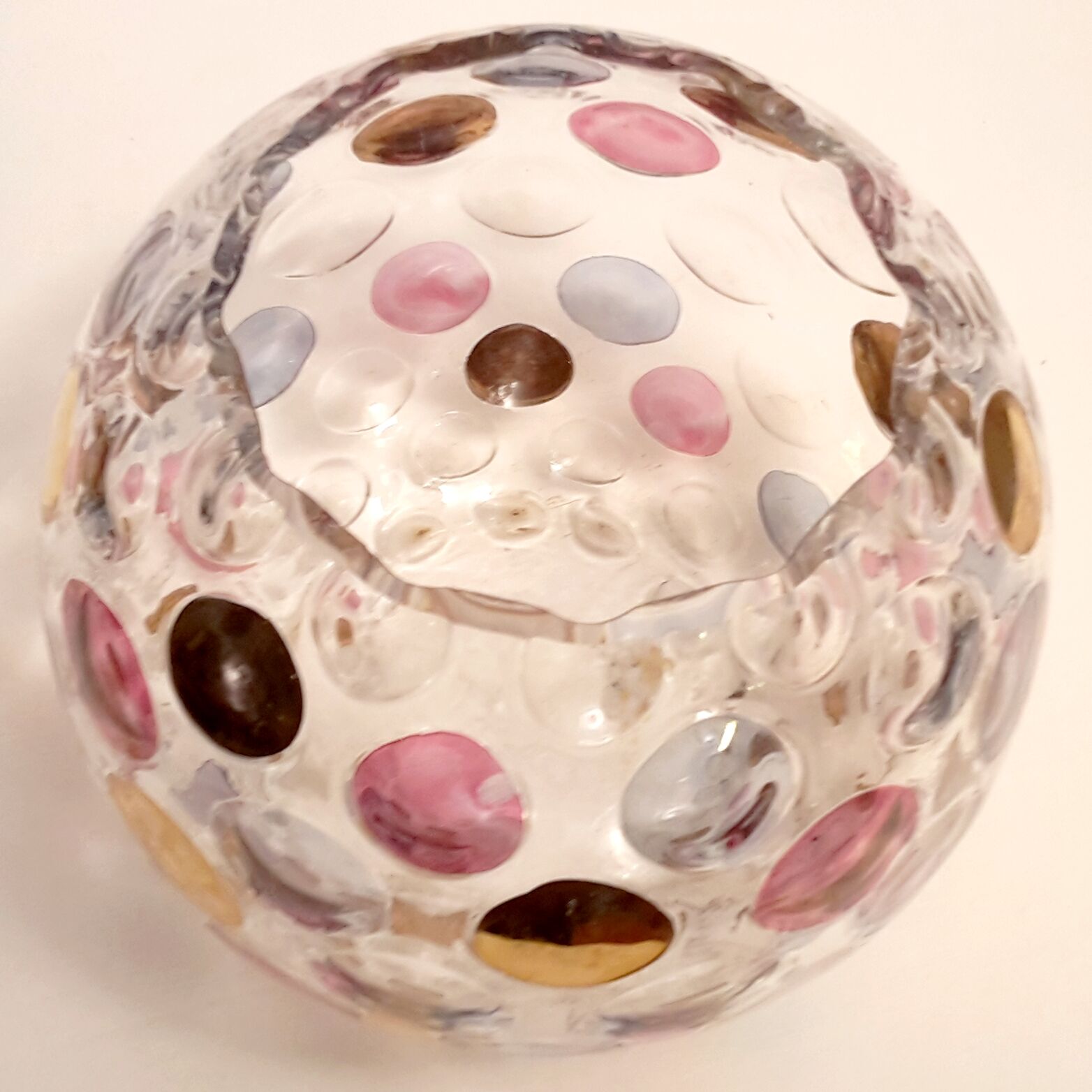 70s glass ball vase