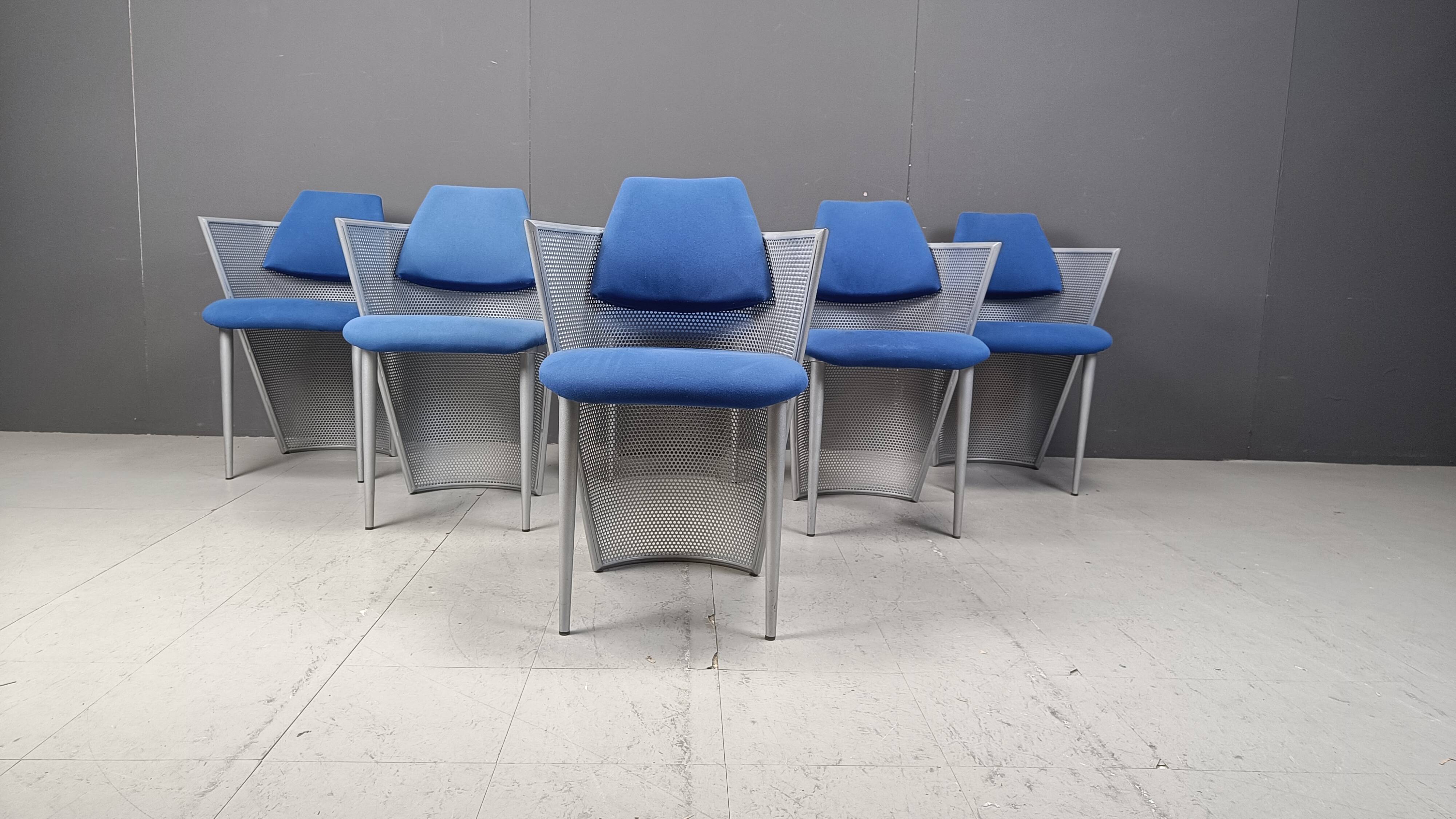 Set of 6 postmodern dining chairs, 1980s