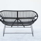 Black rattan sofa