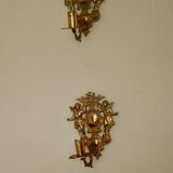 Pair of large Swedish brass wall sconces from the mid-century.
