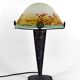 Wrought Iron Mushroom Lamp with Blown Glass Shade, 1920