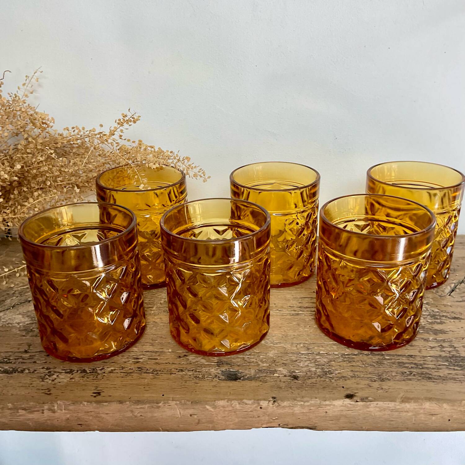 6 Pernod amber glasses