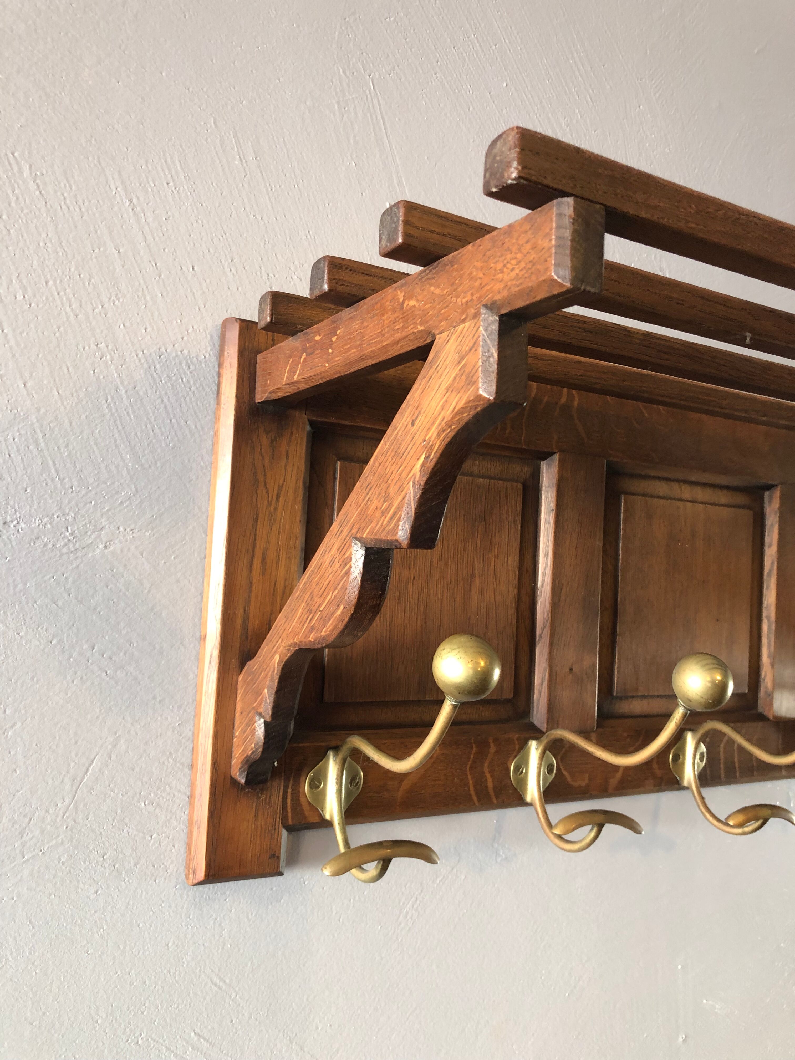 Solid oak coat rack, 30s/40s