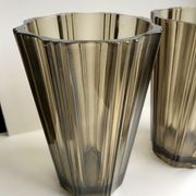 Pair of pleated smoked glass vases in the 70s