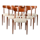 Ensemble de six chaises de salle à manger en teck scandinave, années 1960.