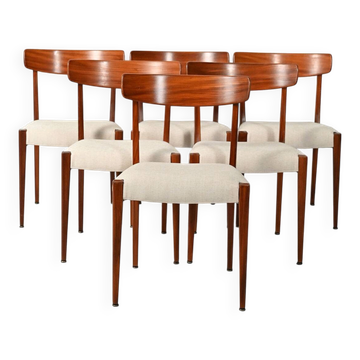 Set of six Scandinavian teak dining chairs, 1960s
