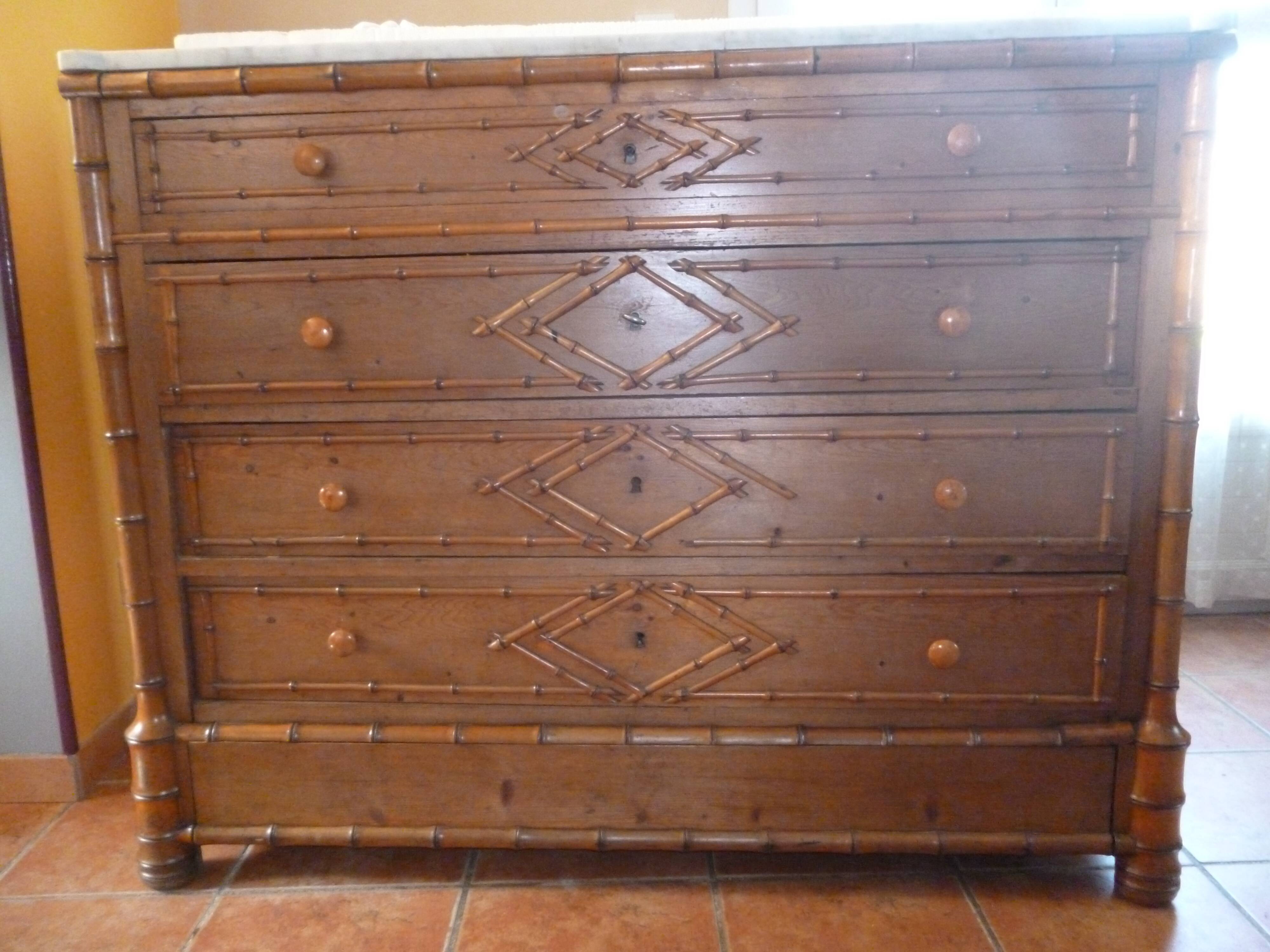 19th century faux bamboo dresser of Maison L Simon rue de Rivoli Paris