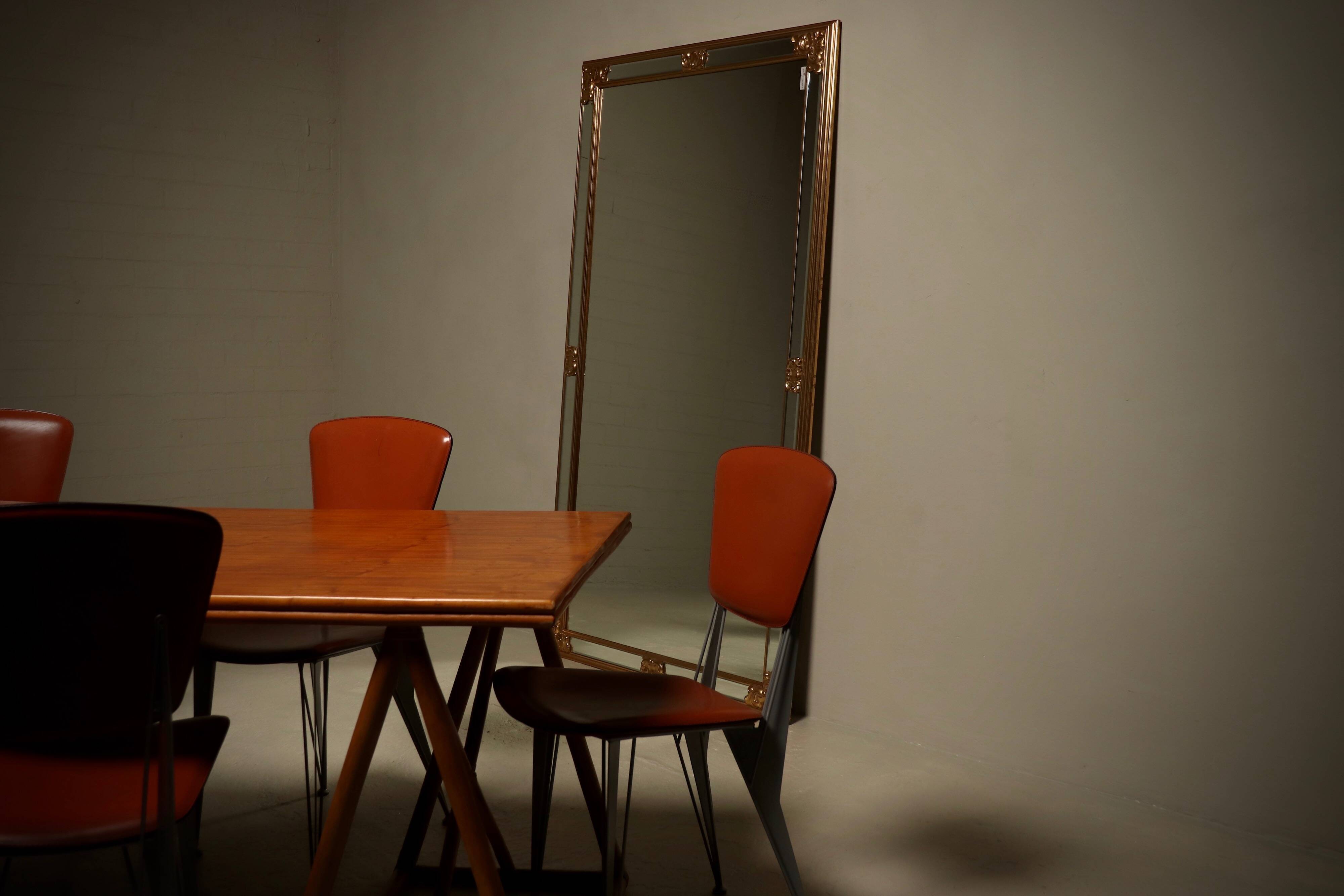 Large Revival Mirror in Gilded Resin by Deknudt Belgium 1980s