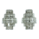 Pair of XL clear murano glass elements wall lamps produced in Italy during the 70s. Attributable to