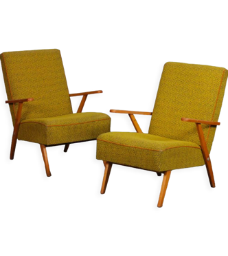 Paire de fauteuils en bois des années 1970