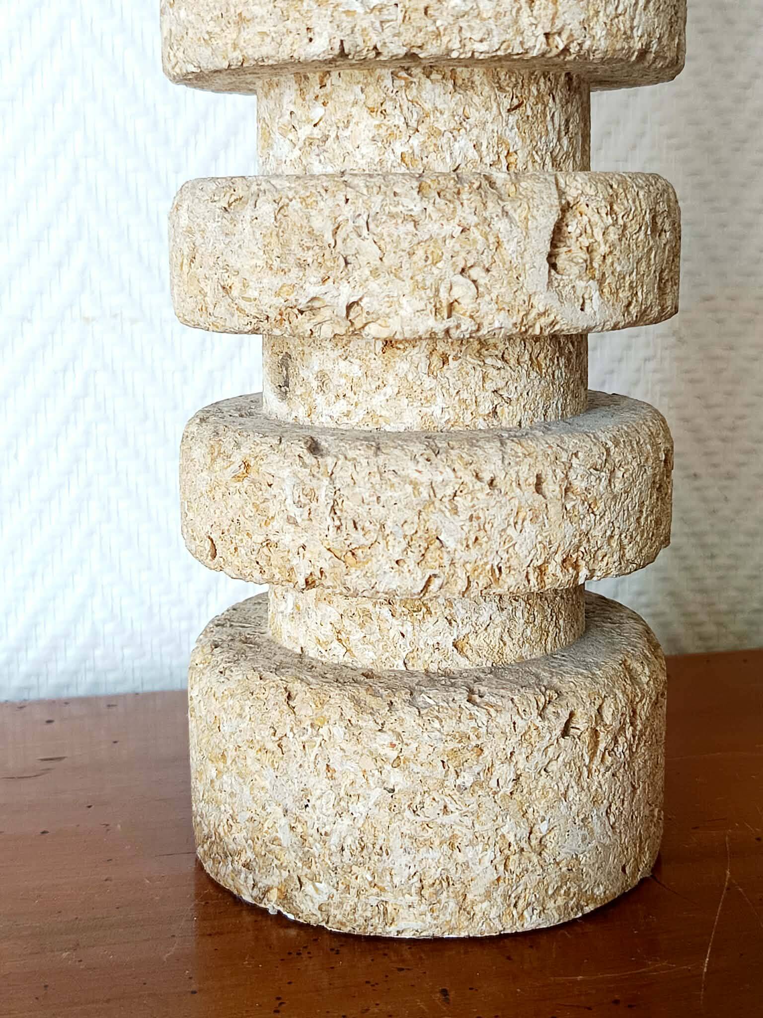 Brutalist stone lamp in Tormos style, circa 1970.