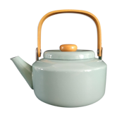 Teapot in enamelled tole green almond