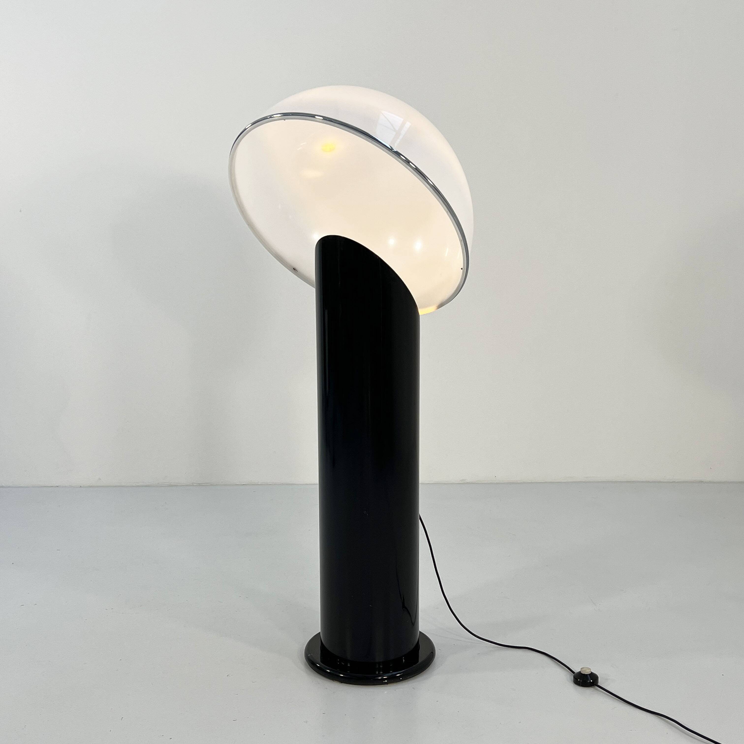 Black ciot floor lamp by ennio chiggio for lumenform, 1970