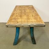 Table à manger industrielle bleue, années 1960