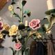 metal chandelier and porcelain flowers