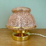 Antique art deco globe table lamp in pink and gold Clichy glass