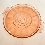 Round pink molded glass tray