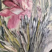 Tableau vintage fleurs au couteau