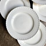 6 assiettes à dessert en faïence blanche