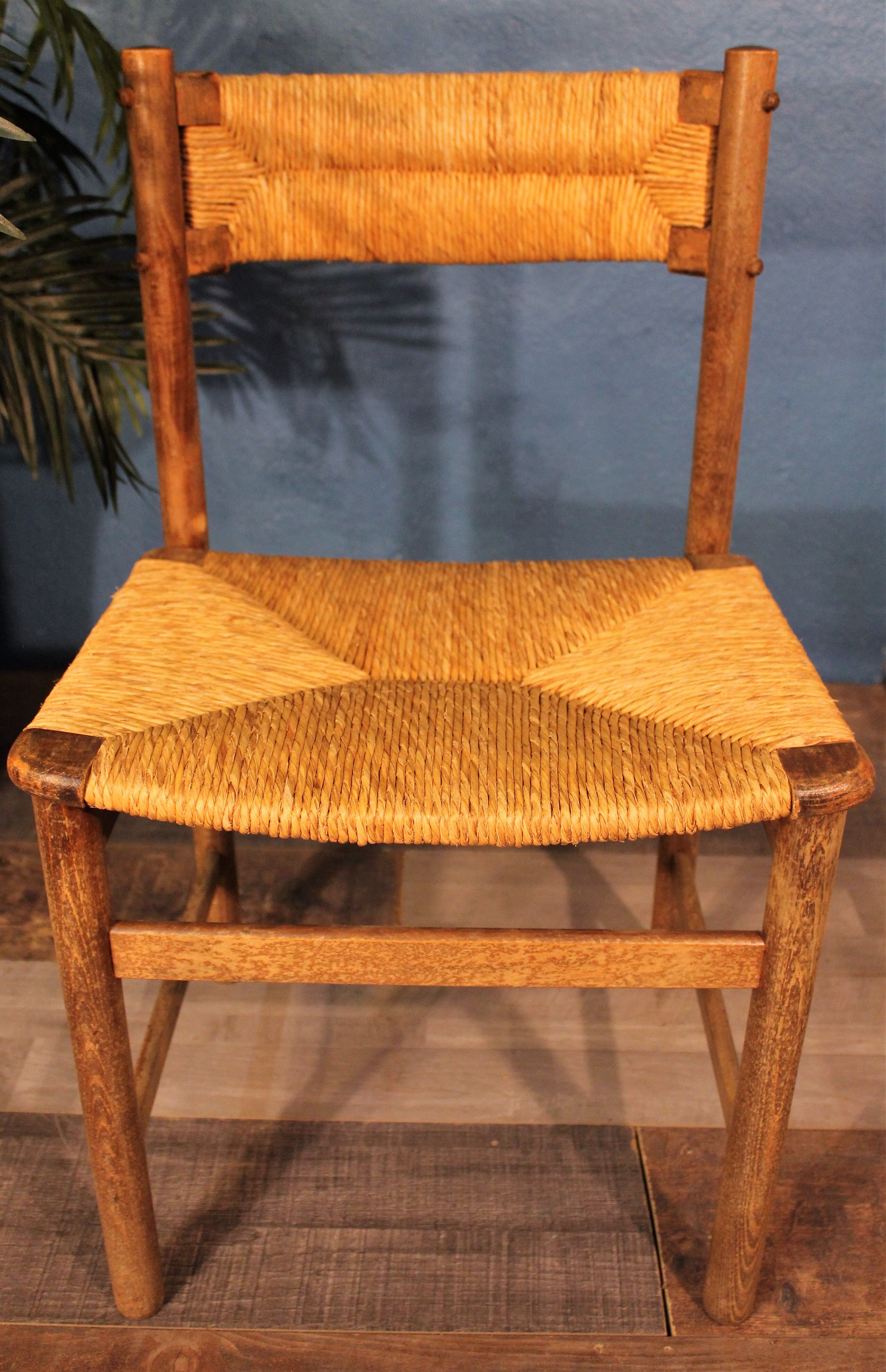 Wooden & straw chair 1960