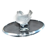 Lalique ashtray bowl Cheeky Sparrow crystal frosted and signed